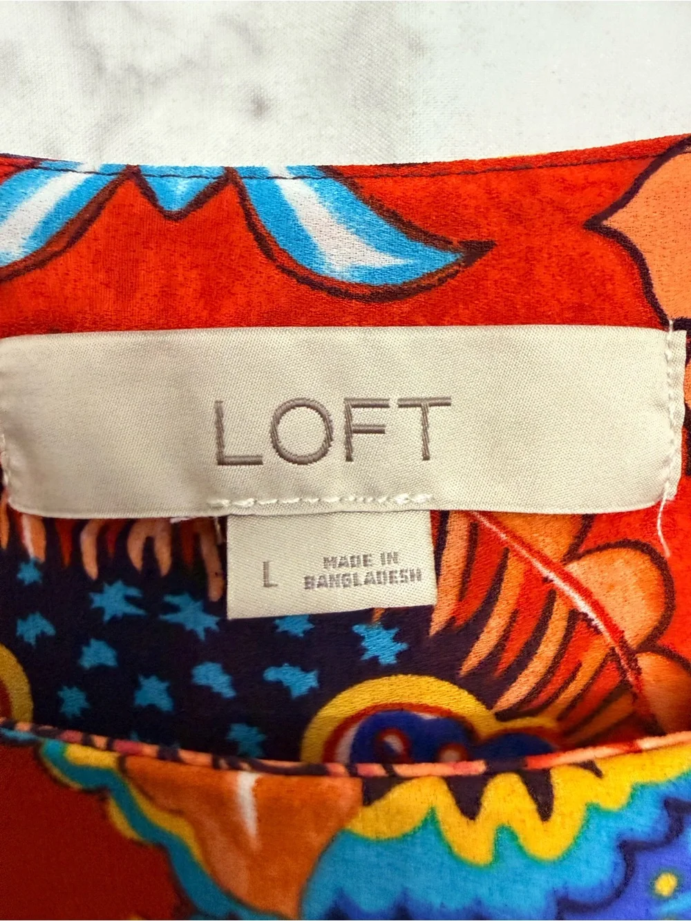 LOFT Women's Red Multi Floral Scoop-Neck Long Sleeve Top